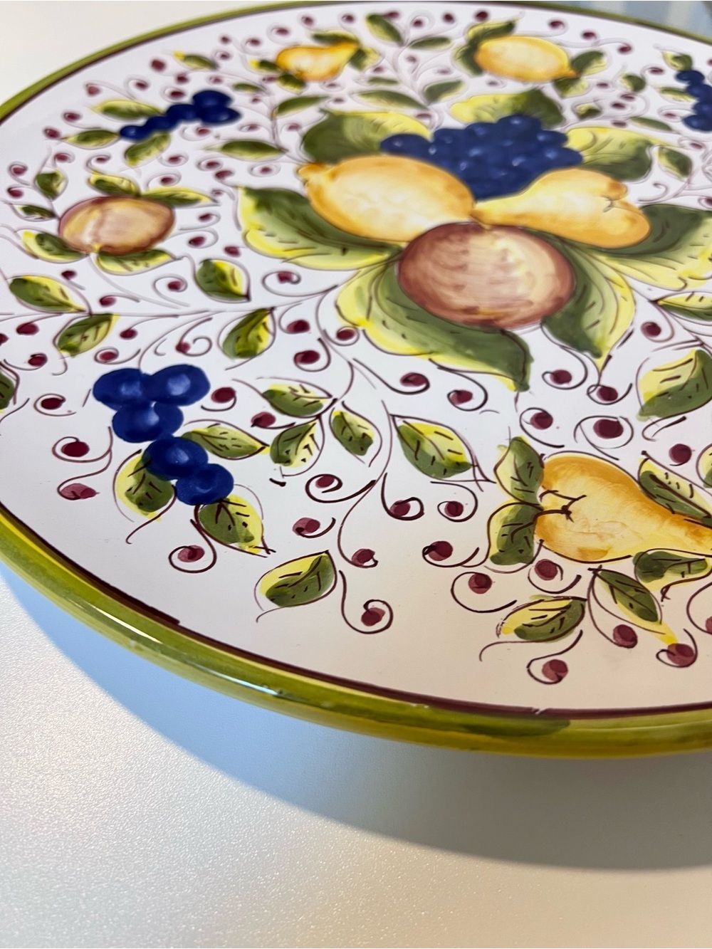Vtg Italian Pottery Hand Painted Fruit Wall Plate 14” Santo Stefano di Camastra - Picture 4 of 8